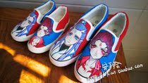 No. 5 Xiaoan hand-painted (Nezha Ao Bing red and blue color I cant help the Sky) to customize canvas shoes