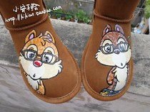 No. 35 Xiaoan hand-painted picture to shoe order painting (squirrel chititi wearing glasses) snow boots high shoes