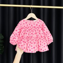 Girl Long Sleeve Shirt Spring Autumn Baby Boy Doll Shirt Foreign Air Trendy Net Red Fried Street Clothes Baby Spring Dress Blouse