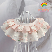 Reworked delicately small flower pet surrounding neck decorative mesh yarn lace kitty cute water towel item ring neck ring puppets