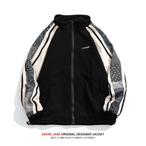 Spring cashew blossom panels stand-up collar jacket men spring and autumn American trend loose and versatile retro casual coat