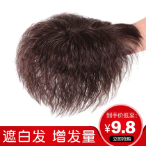 Wig piece top hair replacement piece female cover white hair wig piece simulation hair no trace hair top replacement block fluffy short curly hair