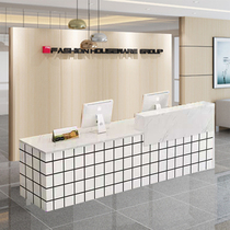 Front Desk Bar Counter Cashier Reception Desk Marble Baking Lacquer Commercial Beauty Salon Milk Tea Shop Barber Shop Modern and Simple