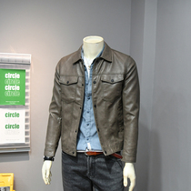 Tooling motorcycle suit leather mens trendy jacket 2021 autumn and winter new slim-fit short fleece thickened jacket