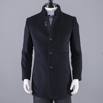 High - end mink collar 96 % wool business gentlemans hair - clothes mens autumn cotton - coat middle - aged coat man