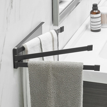 Nordic toilet non-perforated towel hanger bathroom folding towel bar holder wall hanging rotating bath towel shelf