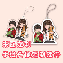 Hand-painted head portrait to customize key personalized pendant