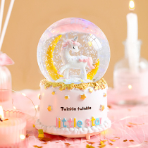Floating snow crystal ball music box glass ball eight-tone box unicorn girl child birthday present swing girl