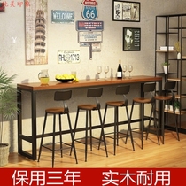 Long tables convenience shop solid wood French bar table tables and chairs stools clean bar family fashion club new