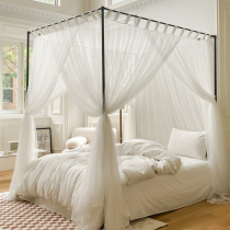Light Extravagant Court Mosquito Net Three Door Open Home Bedroom Folk 1 8m metre single yarn outside wearing rod black aluminum alloy bracket