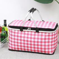 Outdoor picnic bag Waterproof insulation basket Spring picnic portable lunch bag Portable aluminum frame picnic bag