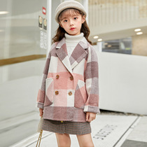 Girls double face big clothes New and New Year dress Childrens plaid jacket female big boy wool what about the new ocean qi 2019