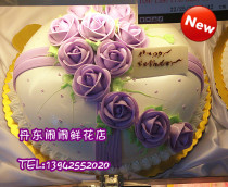 10 inch purple fresh cream Dandong local city order good Lili birthday fruit cake express Donggang Fengcheng