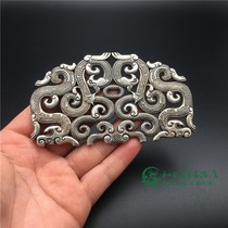 Retro copper wiring piece white copper plated antique Long Fengfeng piece Ticked silver double-sided engraving Longfeng Home Town decoration