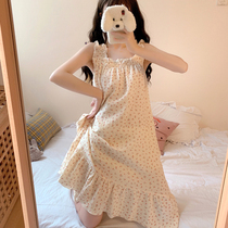 ins wind sling nightdress womens summer thin pajamas 2021 new girl cute large size pregnant women home clothes