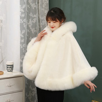 Fur shawl female autumn and winter fox fur imitation mink cloak coat coat wedding dress outside wedding thickened warmth