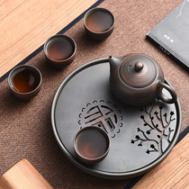 Yunnan Jianshui purple pottery teapot travel kung fu tea set set one pot two or four cups tea tray dry bubble table