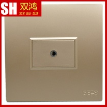 Champagne gold 86 multimedia panel socket single hole 3 5mm earphone hole computer audio jack welding-Free Socket