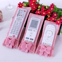Air conditioner remote control cover TV cloth Korean version of smart floral waterproof cloth cover bow shake empty condom set