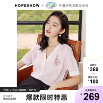 Red Cuff Pink Needling Jersey Summer 2022 New Womens Clothing Yevna Joint Jacquard Scalding Printed Light And Light Sweatshirt
