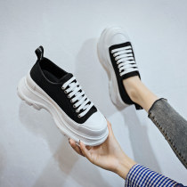 Thick-soled canvas shoes womens 2021 autumn new all-match casual platform shoes height-increasing ins dad shoes white shoes tide