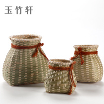 Handmade bamboo fish basket tea basket small bamboo basket flower arrangement bamboo basket children Tea Picking Dance performance props