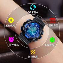 Childrens watch electronic watch luminous waterproof junior high school primary school alarm clock boy sports multifunctional trend boy