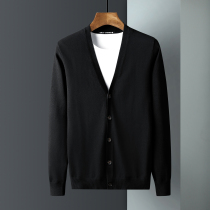 Knitted cardigan mens sweater coat thin business vneck sweater mens spring and winter 2021 new trend