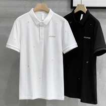 Full body embroidered handsome business casual turtlenecks high-end polo shirt male trend boomer summer men short sleeve t-shirt