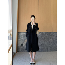 Non-central boutique gas texture full of black windweaters 2021 spring and autumn 100 hitch in the middle of a large coat of coat