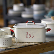  lifeface enamel toast box White bread bucket with lid Household Japanese food storage box rectangular large