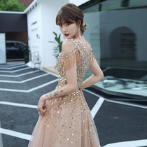 Evening dress new 2021 explosive banquet temperament light luxury niche high-end birthday dress female senior sense host