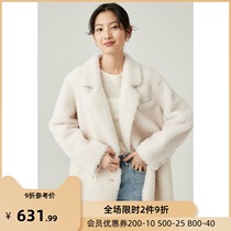 Baou 2021 new grain sheep shearing coat medium-long suit collar composite fur one-piece fur womens coat
