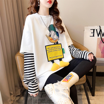 Pregnant womans blouses spring and autumn covered with big code loose pure cotton t-shirt Two sets of maternity dress suit Spring dress and autumn clothes