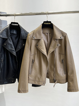Korean brown coat female short spring and autumn new Han edition retro-collar loose lean loose lean loose locomotive coat