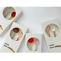 (HOSLLIY peach) candy color heat-resistant glass spiral spoon coffee spoon color mixing spoon