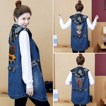 Pregnant woman jacket autumn-style denim waistcoat 100 hitch for a loose pregnancy big code spring autumn season outside wearing vest blouse