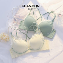 Underwear womens back summer thin breasts gathered without steel ring summer bra 2021 explosive sexy suit