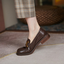 M L Monroe comfortable soft bottom ~ New British style retro one-pedal flat leather shoes women