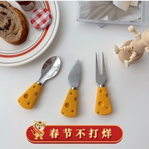 * Mooney Life * Cheese Cheese Knife Spoon Creative Cute Fruit Fork Dessert Spoon Salad Tableware butter knife