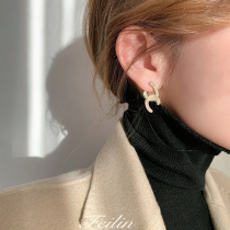 Earrings female French earrings 2021 New Tide autumn and winter Korean temperament Net red niche senior sense light luxury earrings