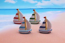 Mini new other small potted miniature scenery pendulum piece Creative home adornment Mediterranean style boat model