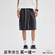 Twenty-eight leather pants mens thin summer trend all-match shorts High street ins straight loose Japanese casual pants
