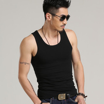 Men's vest sweat-absorbent summer cotton youth breathable tight slim sleeveless T-shirt fitness sports wide shoulder waistcoat