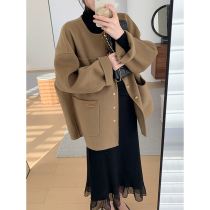 MUKOK double-sided cashmere coat women 2021 new fashion temperament small man autumn and winter wool woolen coat