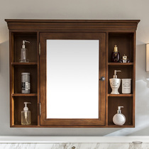 American bathroom mirror cabinet mirror box solid wood mirror cabinet wall style toilet mirror with shelf