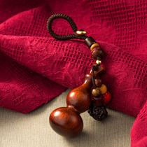Sandalwood gourd lanyard keychain pendant car chain ring personality creative portable writing for men and women to play hanging ornaments