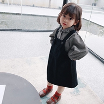 Childrens Skirt 2021 Spring and Autumn New Childrens Wear Girls Autumn Korean version of foreign style skirt baby black vest skirt