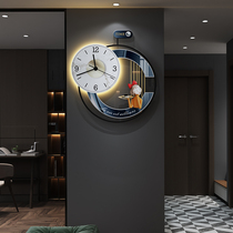 Watch wall clock Living room modern simple light luxury ins household fashion creative decoration Hanging watch Wall clock lamp