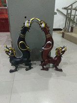 Antique bronze ware painting Caifengs dragon and tail workmanship fine collection Jiao Pendulum Pieces Antique ancient Play 